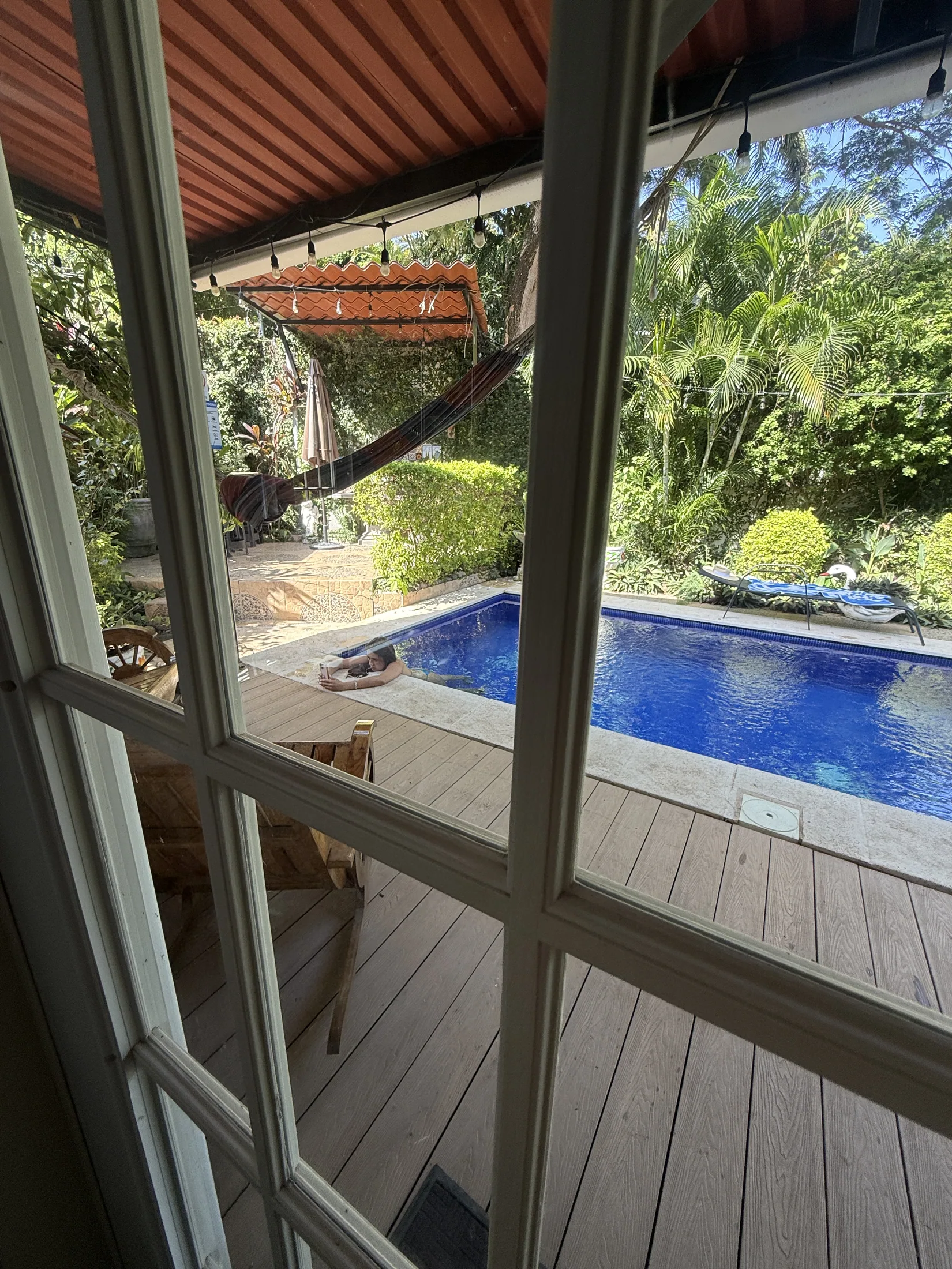 Pool view from covered patio
